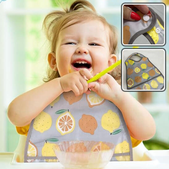 Bavoir bébé citron qui fini de manger
