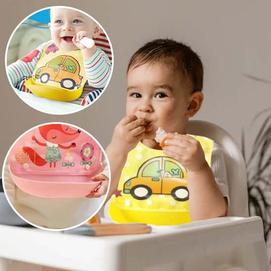 Bavoir bébé assis qui mange