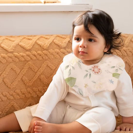 Bavoir bébé fille assise